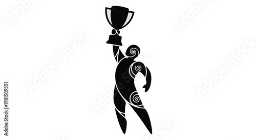 black silhouette of a person holding trophy cup