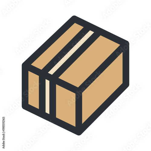 梱包されたダンボール箱のシンプルなカラーアイコン素材