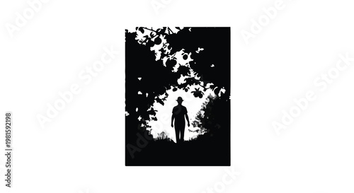 man silhouette standing alone in dark background with light effect