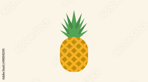 Fresh yellow pineapple fruit with flat vector style for pineapple day