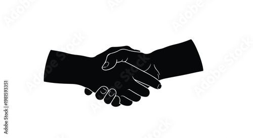 Two silhouetted hands shaking firmly in a gesture of agreement and partnership.
