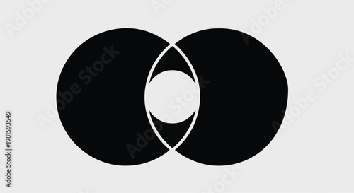 Abstract overlapping circles creating a central eye-like shape, symbolizing connection and perception.
