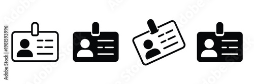 Personal identification card icons vector id badge identity document symbol set for security access and verification design