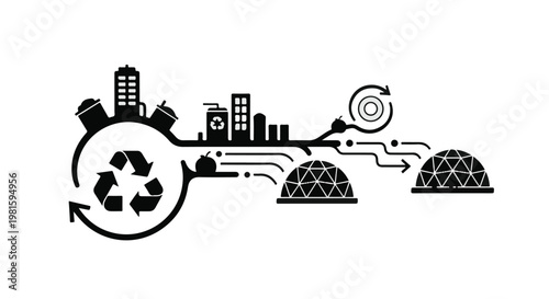 Sustainable city eco friendly recycling concept illustration