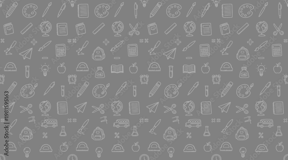 Fototapeta premium Seamless gray business and technology icon pattern background.