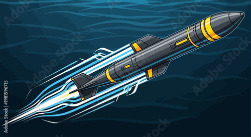 Underwater Missile Torpedo Submarine Vehicle.