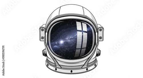 Astronaut helmet with space reflection.