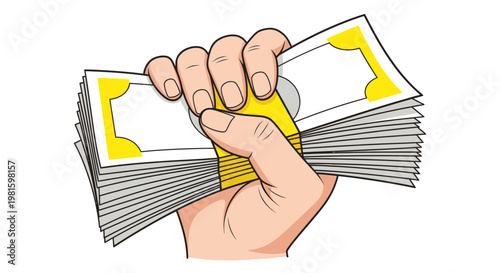Hand Holding Stack of Money Bills, Financial Wealth and Income Concept