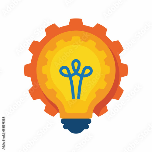Showcasing a unique logo design of a light bulb intertwined with a gear, this image symbolizes innovation, creativity, and the merging of ideas and technology in a modern style.