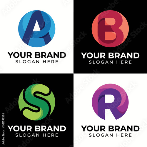 This image showcases a vibrant collection of logos featuring letter-based designs, suitable for creative brands looking to express uniqueness and individuality.
