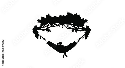 relaxing in nature hammock silhouette