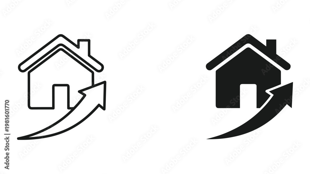 Fototapeta premium House growth arrow real estate improvement icon