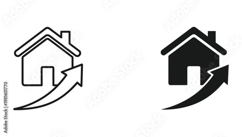 House growth arrow real estate improvement icon