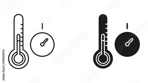 Thermometer temperature comparison icon design