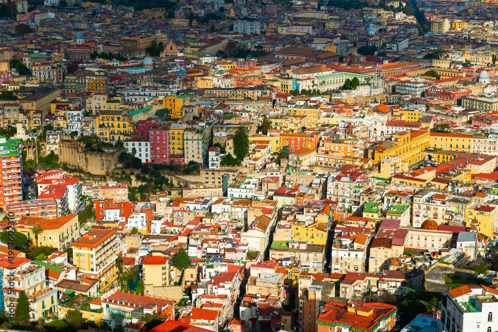 Fototapeta premium Old colorful architecture in Naples city, Italy. Beautiful cityscape at sunny day. Famous travel destination