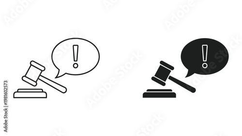 Gavel speech bubble legal authority icon design