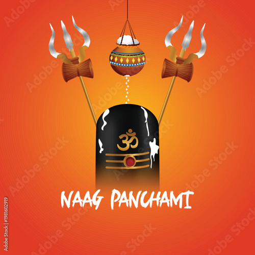Happy nag panchami indian festival with vector illustration
