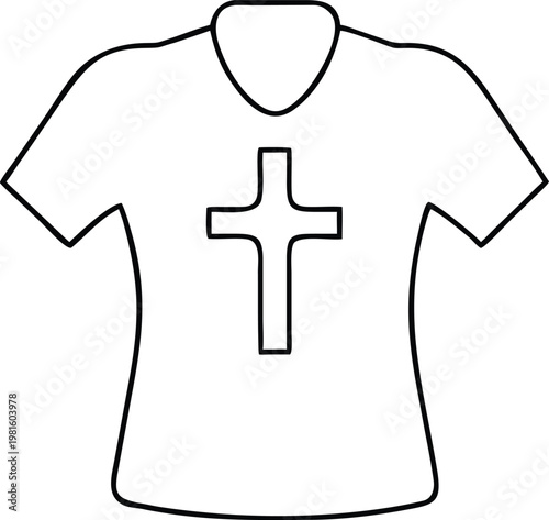 Simple white t shirt with a prominent Christian cross symbol centered on the chest