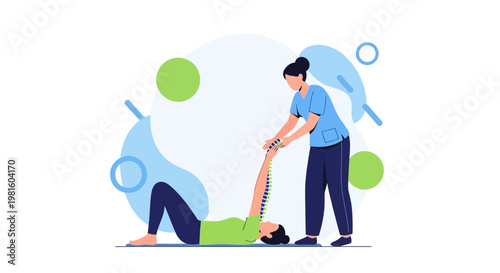 Physical Therapist Assists Patient With Arm Stretch Exercise on Mat