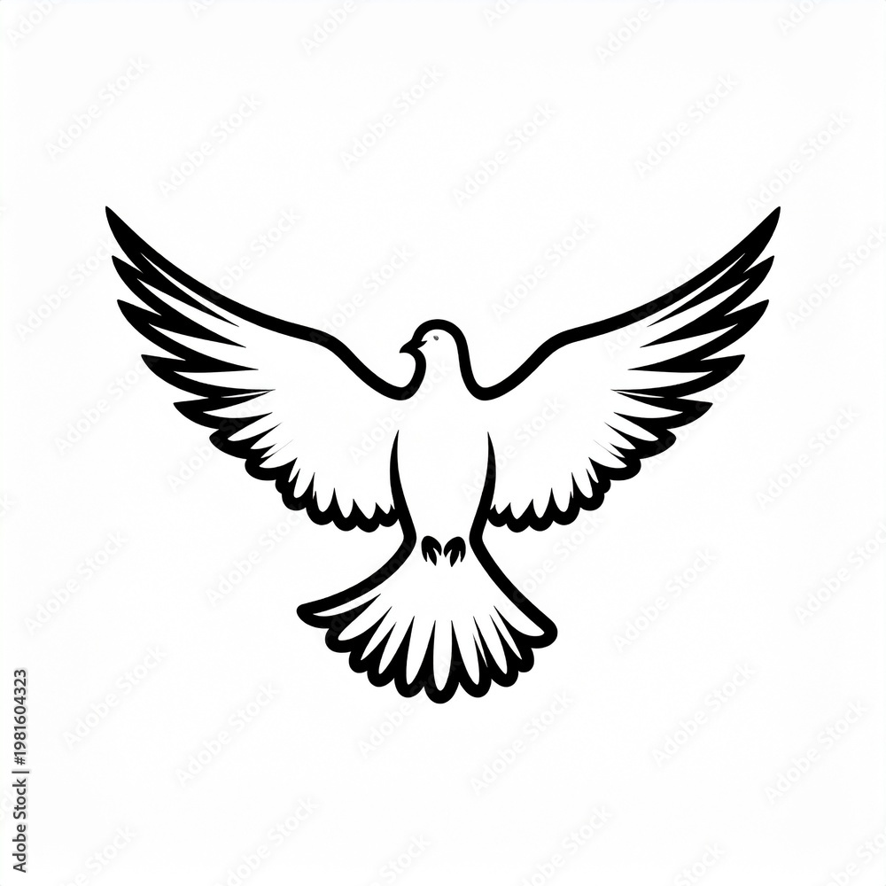 Fototapeta premium minimalist black and white dove silhouette flying in abstract peace concept