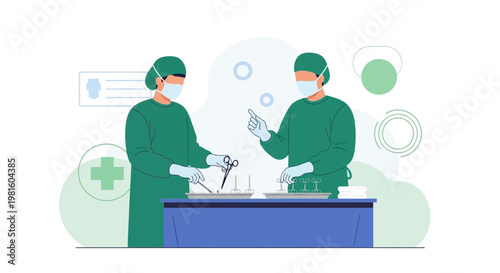 Surgeons Performing Operation in Operating Room with Medical Equipment