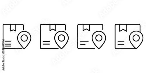 package delivery icons with location pins represent shipping tracking and distribution services for parcels and logistics