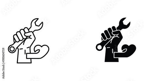 Fist wrench strength repair mechanical work icon