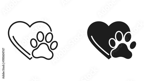 Photography Heart paw print pet love minimal icon design
