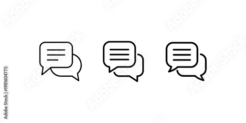 Speech bubble message icon collection showing communication and chat bubbles for digital conversation customer support and social media interaction vector