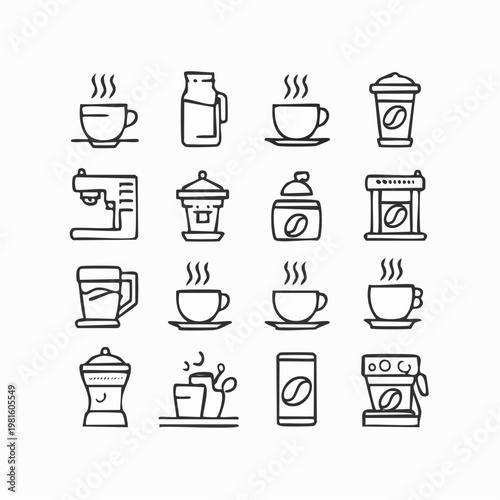 A collection of coffee and tea icons.