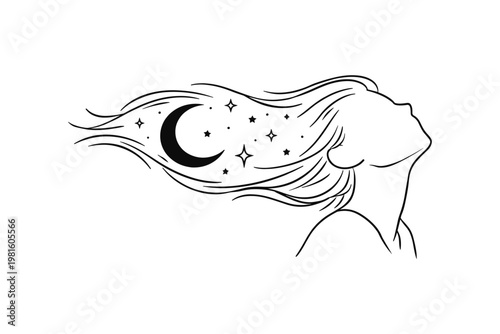 Celestial Woman Hairline Art