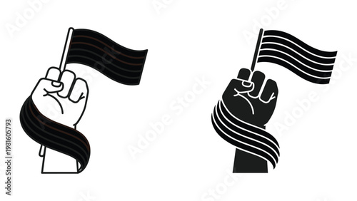 Black fist flag unity strength resistance symbol