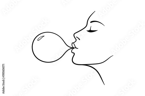 Woman Blowing Bubble Gum
