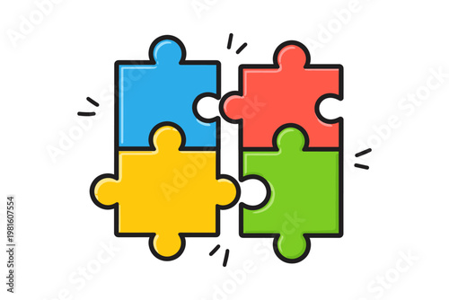 Four Puzzle Pieces Connecting