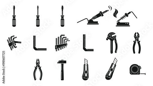Set of tools and equipment for repair and construction work.