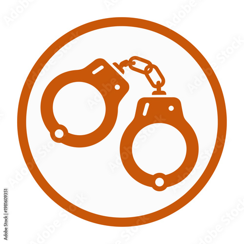 Vector graphic of handcuffs in a circle, symbolizing law enforcement and justice.