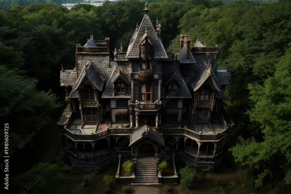 Naklejka premium Haunted mansion architecture building outdoors.
