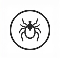 black spider icon in minimalist circular border isolated on white background