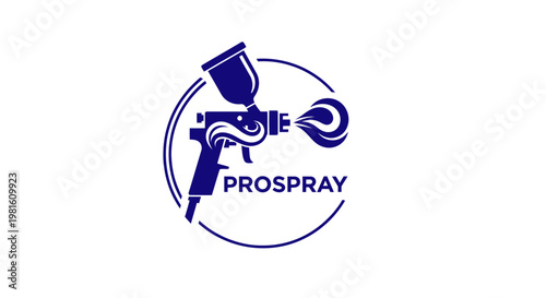 Professional Spray Gun Icon with Paint Splash and Text PROSPRAY