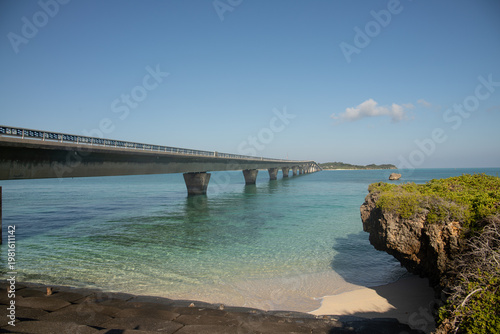 Ikema Bridge over clear blue sea Miyako Island Okinawa