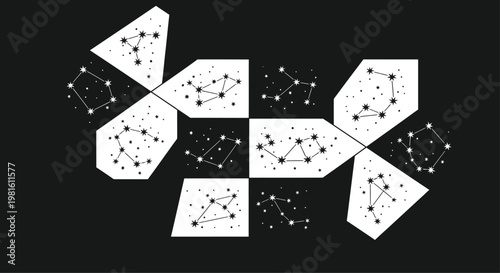 Geometric Constellation Patterns on Black Background