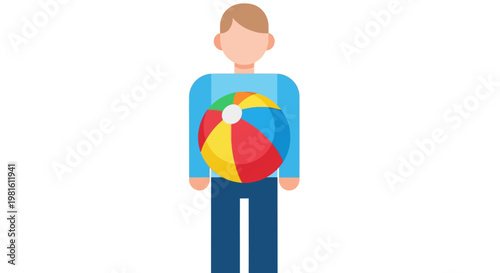 Boy holding a large beach ball.