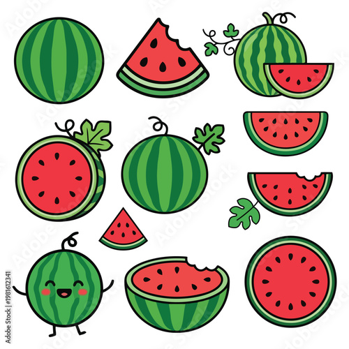 watermelon vector set