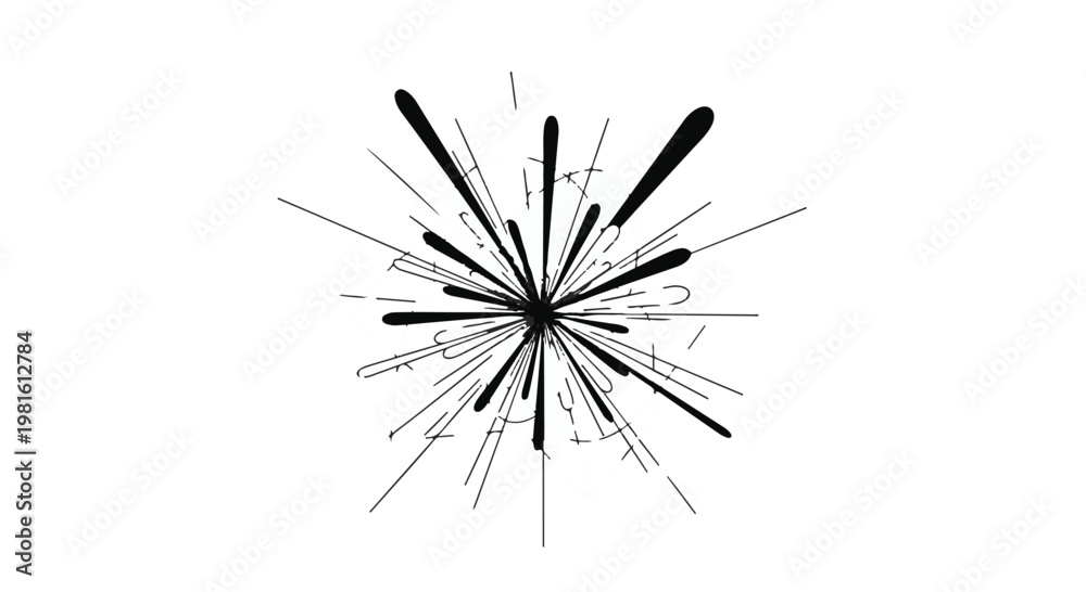Fototapeta premium Dynamic burst of abstract lines and shapes radiating from a central point