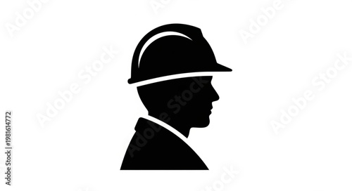 Silhouette of a Construction Worker Wearing a Hard Hat.