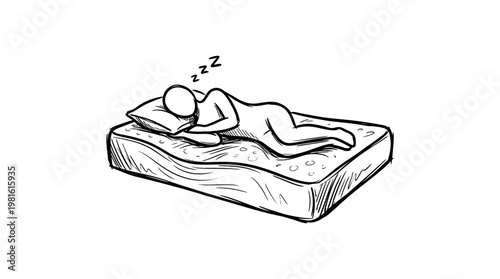 Simple Hand-Drawn Sketch of a Person Sleeping in Bed