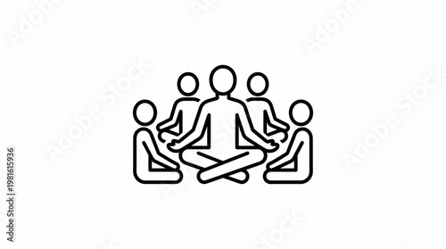 Meditation Group Icon in Minimalist Style