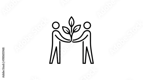 People Sharing Plant Symbolizing Growth and Partnership