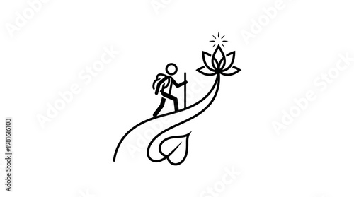 Path to Enlightenment Person Climbing Towards Lotus Flower
