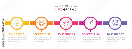 Fotografie Business process roadmap and  success flowchart for five step element